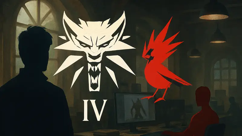 Логотип The Witcher 4 и эмблема CD Projekt Red, символизирующие продолжение разработки игры с новым аниматором.