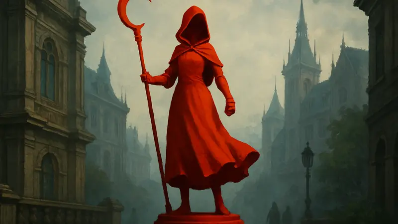 Статуя Моноко из игры Clair Obscur: Expedition 33 со сменным посохом в руках