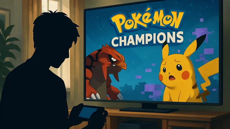 Изображение с логотипом Pokémon Champions, символизирующее выход новой игры и её проблемы.