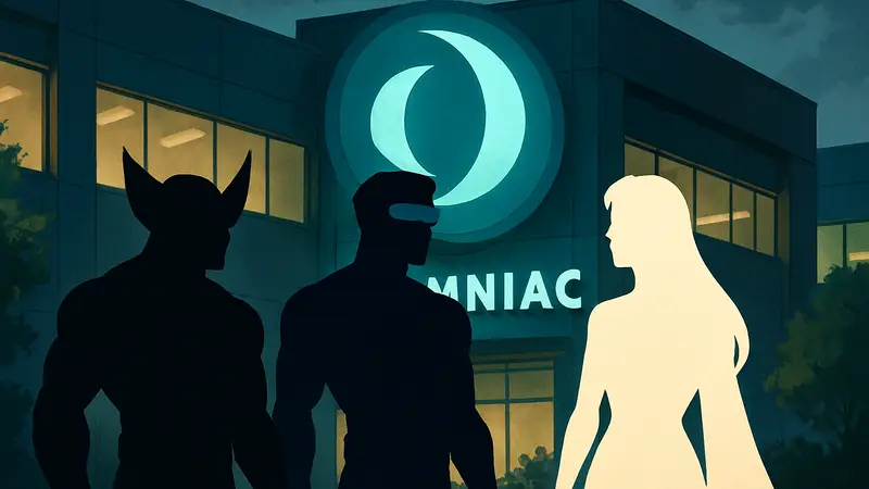 Росомаха, Циклоп и Эмма Фрост из X-Men '97 на фоне логотипа Insomniac Games.
