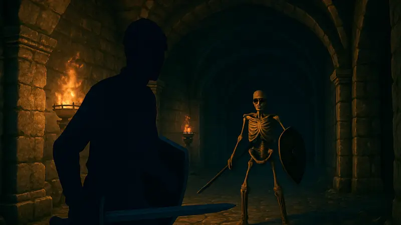 Скриншот из King's Field с видом от первого лица, показывающий игровые механики