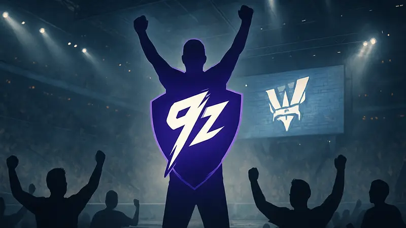 Эмблема команды 9z Team после победы над Vitality на киберспортивном турнире