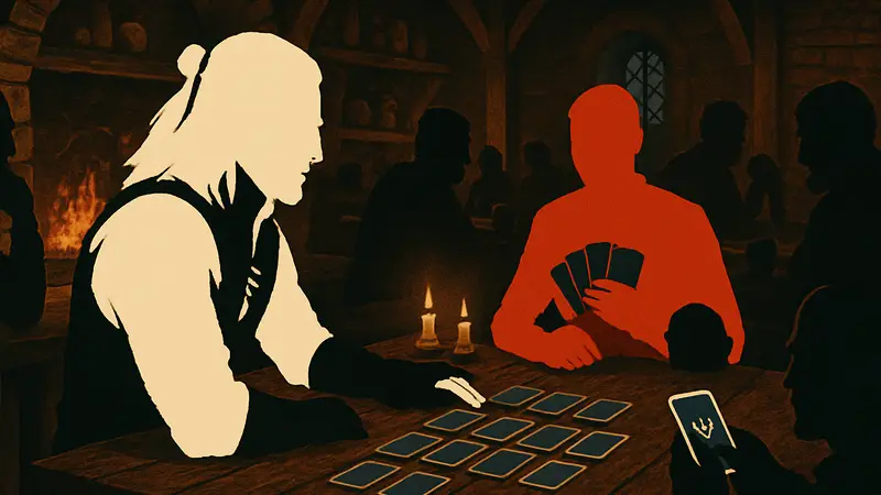 Гвинт в The Witcher 3, Геральт играет в карты в таверне, онлайн-мод, карточная игра