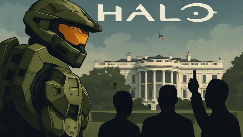 Master Chief из Halo, Стив Даунс, логотип Halo, Белый дом, пропаганда