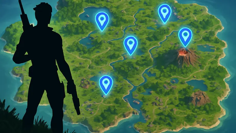 Карта Fortnite с отмеченными локациями Теневых брифингов