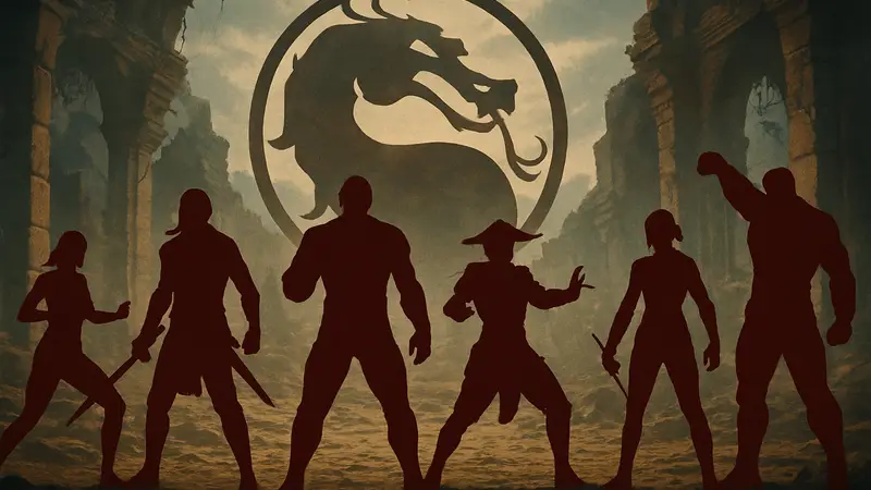 Mortal Kombat 2 — постер фильма с персонажами, готовящимися к битве.