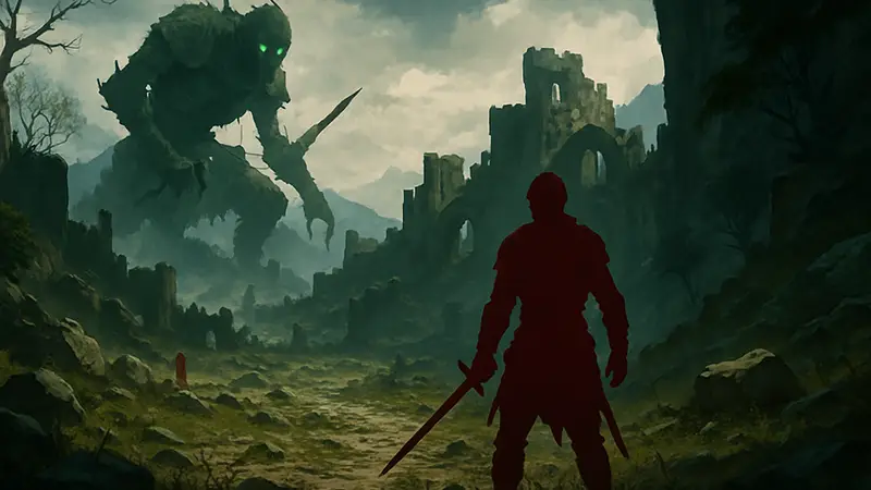 Изображение сложной Open-World RPG, демонстрирующее хардкорный геймплей и открытый мир.