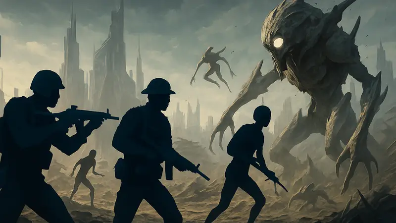 Персонажи PUBG сражаются с инопланетными существами в новом режиме Xeno Point, футуристичный стиль.