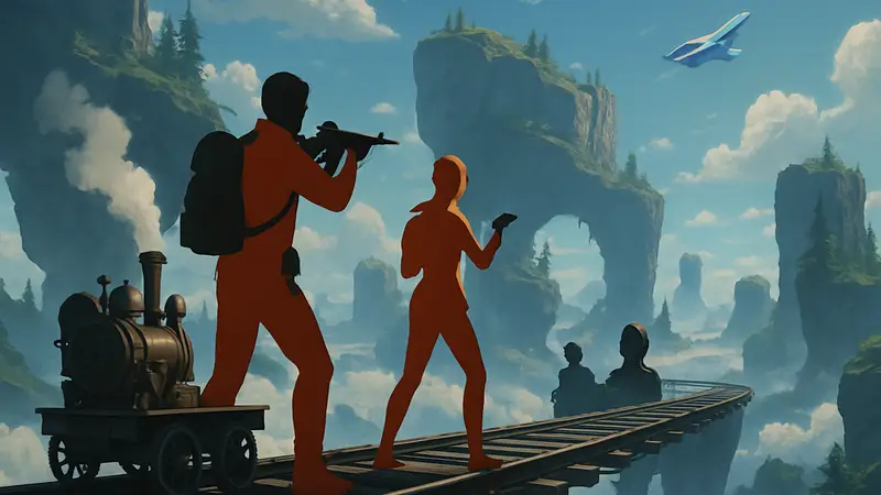 Скриншот из игры Voidtrain: игрок в кооперативе исследует открытый мир на PS5