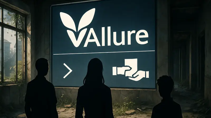 Логотип агентства VAllure Vtuber, объявляющего о закрытии и передаче прав