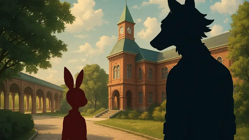 Постер аниме Beastars, финальный сезон, персонажи Легоси и Хару.