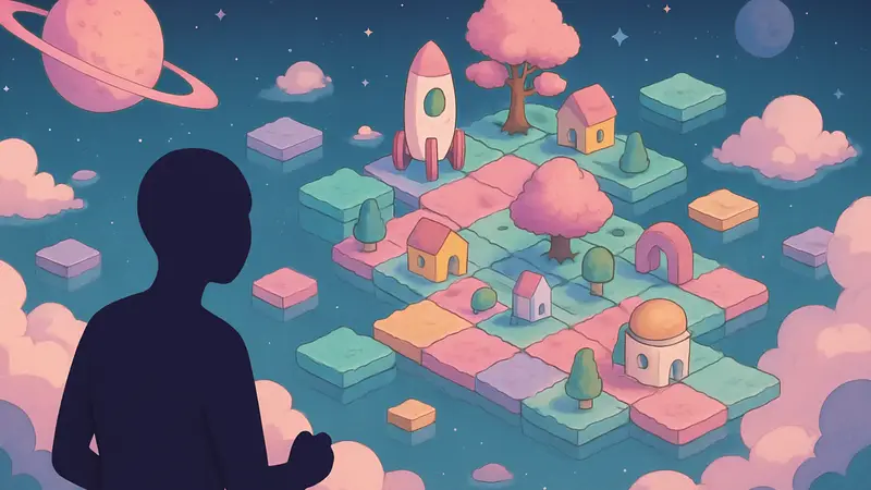 Красочный скриншот из игры Bubblegum Galaxy с её уникальной эстетикой