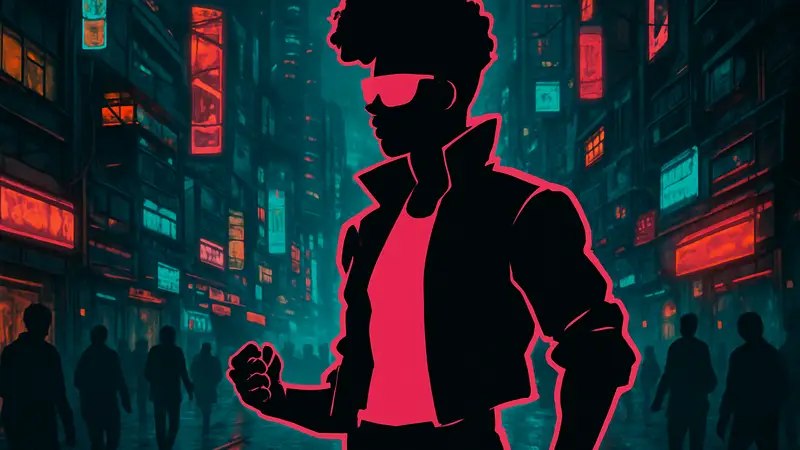Обложка игры «Dead As Disco» с главным персонажем в киберпанк-стиле.
