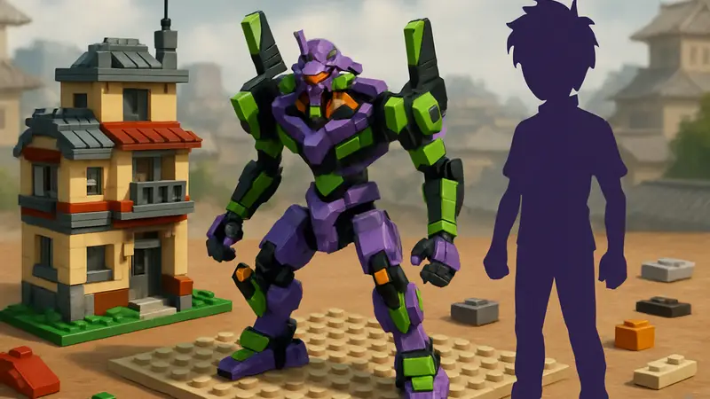 Набор LEGO по популярному аниме. Визуализация фигурок и деталей конструктора.