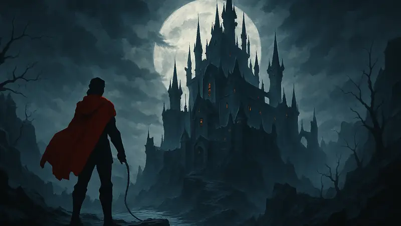 Изображение замка из Castlevania: Belmont's Curse, символизирующее жанр метроидвании.