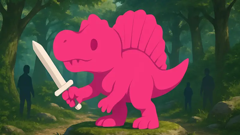 Виниловая фигурка Спинозавра с мечом из игры Dinoblade от YouTooz. Коллекционная фигурка