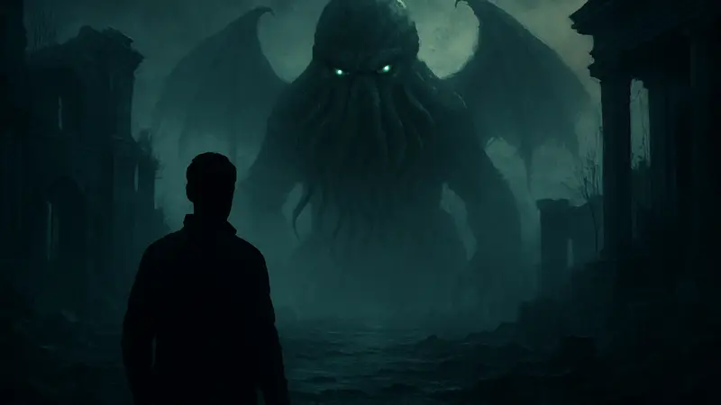 Кадр из игры Cthulhu: The Cosmic Abyss с мрачной атмосферой