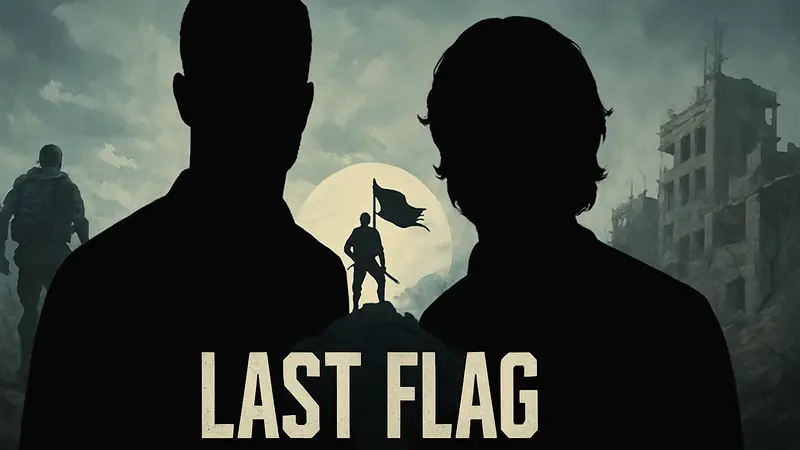 Изображение братьев Дэна и Мака Рейнольдс из Imagine Dragons, на фоне логотипа их игры Last Flag.