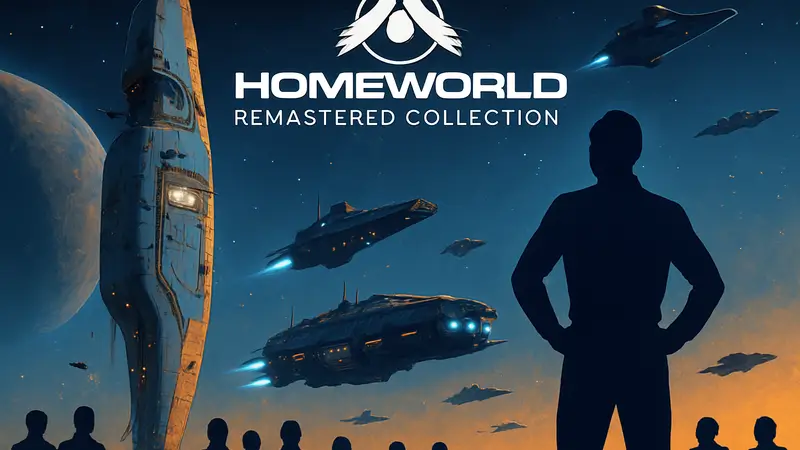Обложка Homeworld Remastered Collection с космическими кораблями, набор RTS-игр