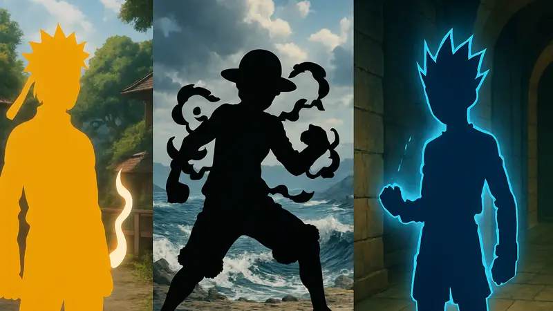 Изображение демонстрирует различные аниме-системы сил, включая чакру Наруто, Хаки из One Piece и Нэн из Hunter x Hunter
