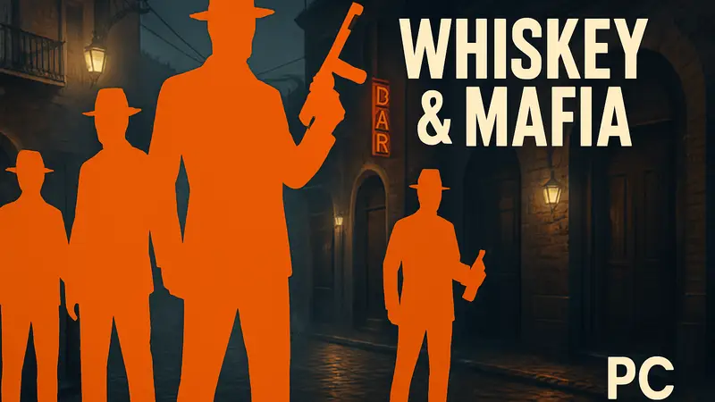 Обложка игры Whiskey & Mafia с криминальными персонажами, бесплатно на ПК.