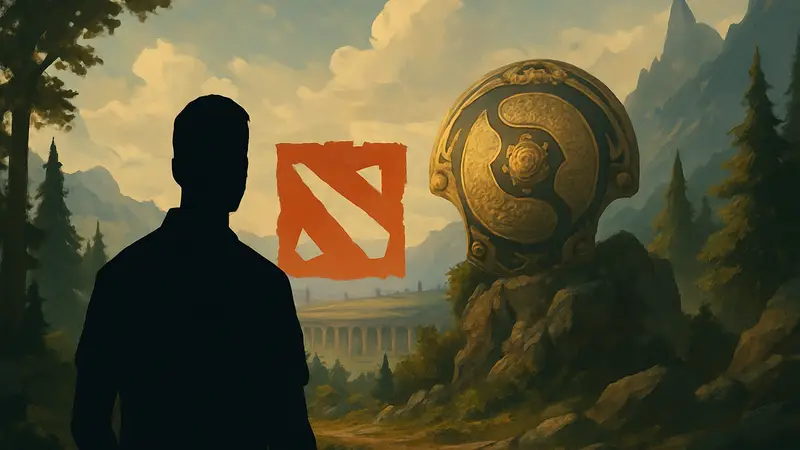 Логотип Dota 2 и The International, символизирующие ожидание крупных событий.