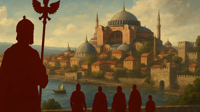 Обложка DLC «Судьба Феникса» для Europa Universalis 5 с изображением Византийской империи.