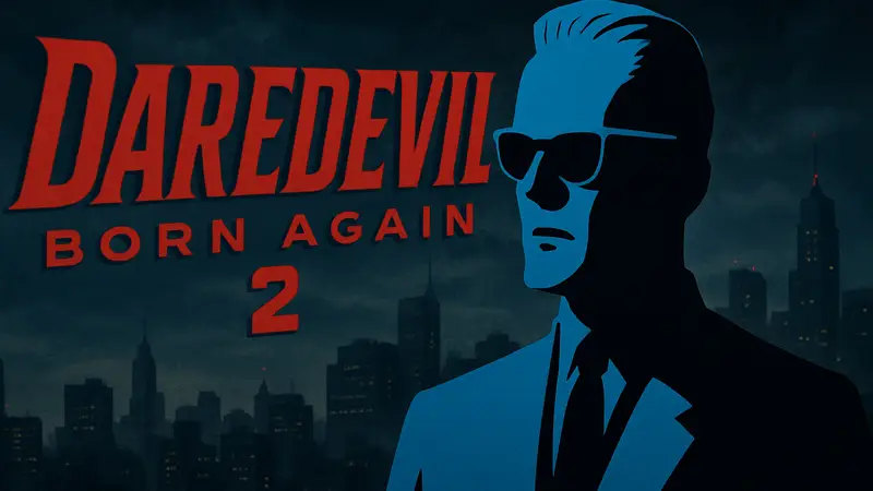 Макс Хэдфрум на фоне логотипа Daredevil: Born Again 2 сезон.