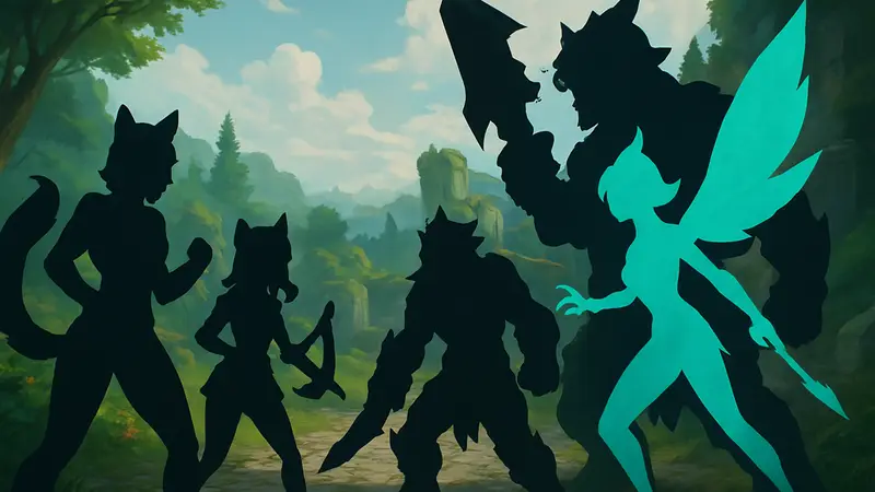 Персонажи League of Legends на ботлейне, готовящиеся к бою, игровые скины