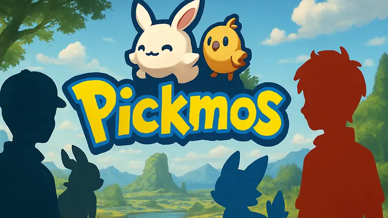 Логотип игры Pickmos, демонстрирующий сходство с Pokémon и Palworld