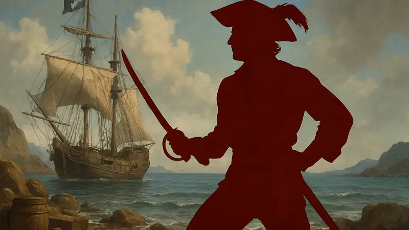 Дуглас Фэрбенкс в образе пирата из немого фильма «Чёрный Пират», который доступен онлайн.