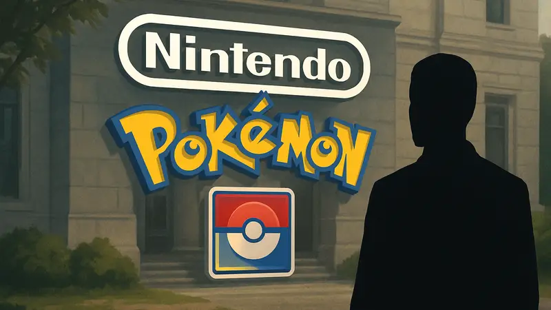 Логотип Pokemon TCG с надписью Nintendo, символизирующий защиту товарных знаков компании.