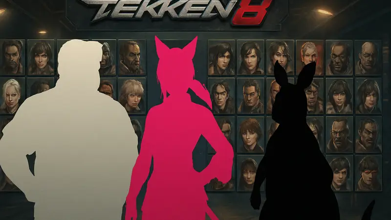 Новые DLC персонажи Tekken 8 Сезон 3: Боб, Кунимицу и Роджер-младший на экране выбора бойцов.