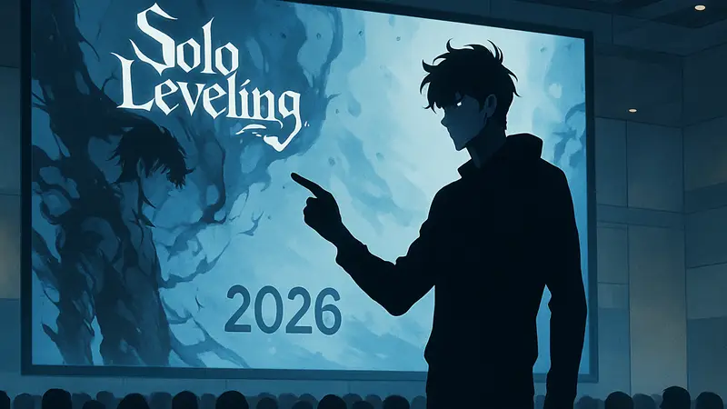 Арт с Сон Джин-Ву из Solo Leveling, анонсирующий проекты на Anime Expo 2026