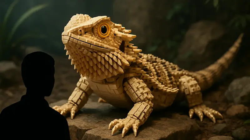 Реалистичная модель ящерицы бородатой агамы из LEGO кубиков