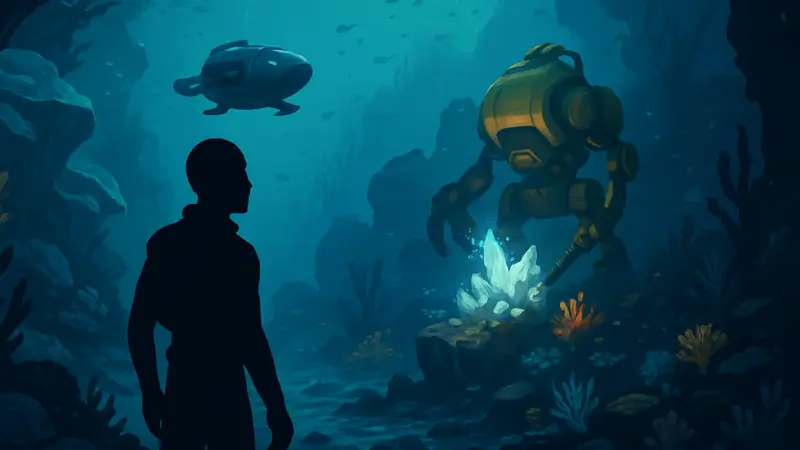 Изображение подводного мира из Subnautica 2 с намёком на глубоководную добычу редких металлов