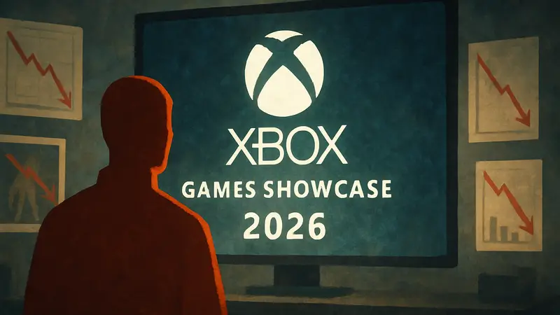 Логотип Xbox Games Showcase 2026 на фоне неудачных предсказаний игровой индустрии.