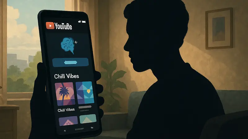 Интерфейс YouTube Music с функцией генерации плейлистов с помощью искусственного интеллекта.