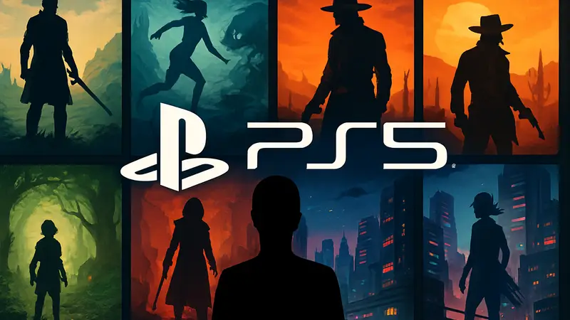 Обложки разнообразных малоизвестных игр для PS5, расположенные в коллаже, на фоне логотипа PlayStation 5.