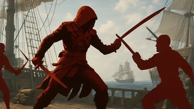 Эдвард Кенуэй сражается на палубе корабля в Assassin's Creed Black Flag Resynced