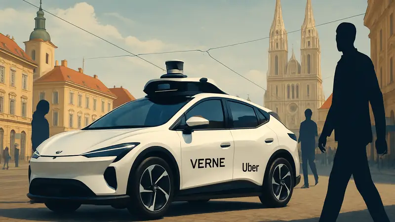 Роботакси Verne от Rimac Group на улицах Загреба, Хорватия, при поддержке Uber.