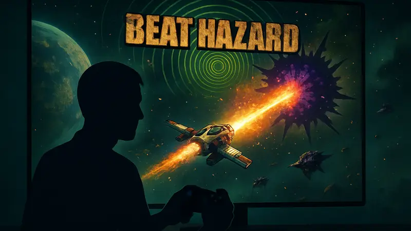 Игрок управляет космическим кораблём в ритмичной аркаде Beat Hazard Arcade