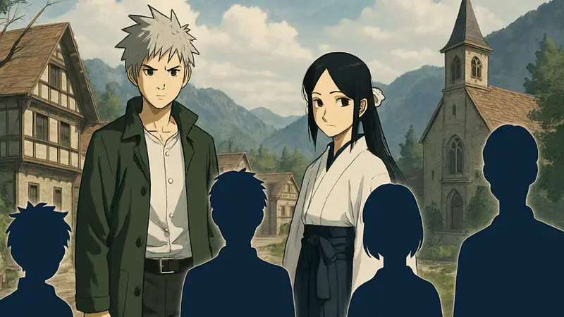 Иллюстрация к аниме «Yomi no Tsugai»: ключевые персонажи, анонс пополнения актёрского состава.