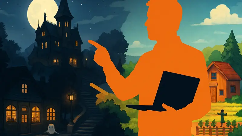 Иллюстрация Haunted Chocolatier с ConcernedApe, сравнивающим игру со Stardew Valley.