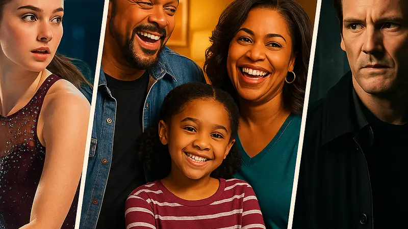 Кадры из сериалов Netflix: Finding Her Edge, The Upshaws, The Following на одном постере для подборки.