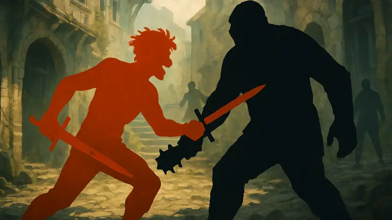 Главный герой игры Samson в процессе гнусной импровизации, демонстрирующий боевую систему в действии.