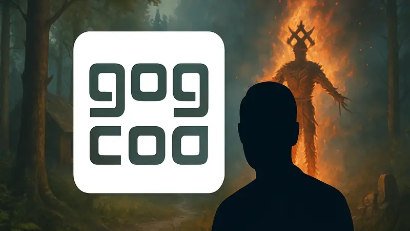 Логотип GOG на фоне игровой обложки The End of the Sun, символизирующей извинения за скандал с рунами.