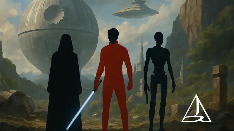 KOTOR Remake: концепт-арт с персонажами Star Wars, возможно, с логотипом Saber Interactive, иллюстрирующий ожидание ремейка.