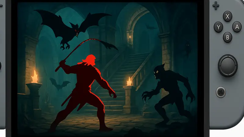 Главный герой Castlevania: Belmont's Curse сражается с монстрами в замке на Nintendo Switch.