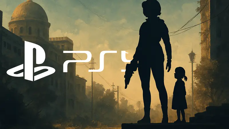 Логотип PlayStation 5 с силуэтом невыпущенной игры, символизирующий долгие ожидания релиза.